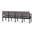 Lenox Steel Reception Waiting 4 Seats Chair / Black Steel / Light Gray