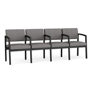 lesro lenox steel polyurethane 4 seats reception chair in black/castillo metal