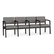 Lenox Steel Reception Waiting 4 Seats Chair / Black Steel / Light Gray