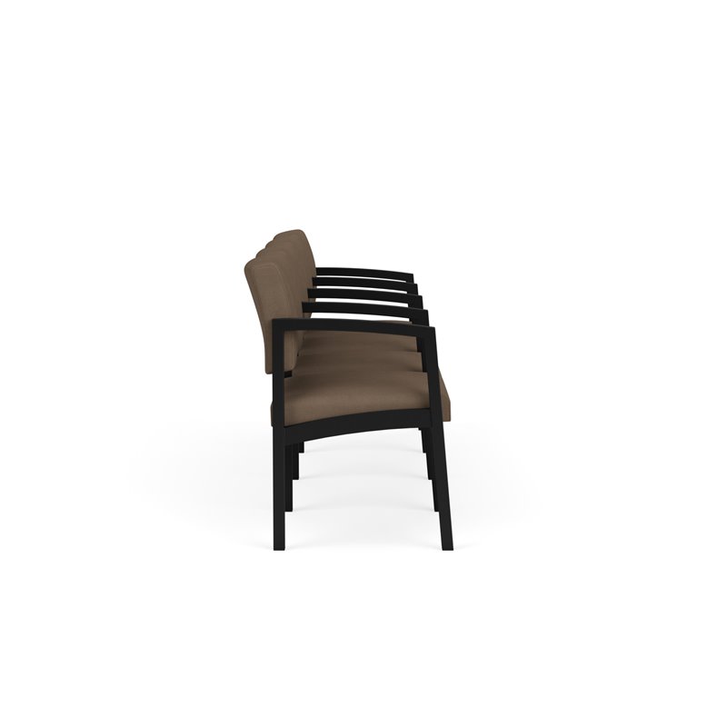 Lenox Steel Reception Waiting Room 4 Seats Chair / Black Steel / Brown