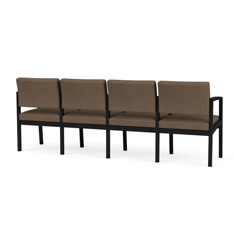 Lenox Steel Reception Waiting Room 4 Seats Chair / Black Steel / Brown