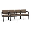 Lenox Steel Reception Waiting Room 4 Seats Chair / Black Steel / Brown