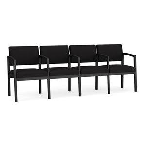 lesro lenox steel fabric 4 seats reception chair in black/open house black