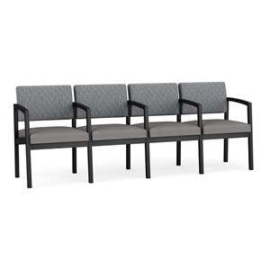 Lenox Steel Reception Waiting 4-Seat Chair / Black Steel / Gray / Gray