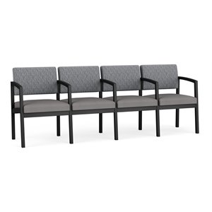 lesro lenox steel 4-seat chair in black/adler gray flannel/castillo metal