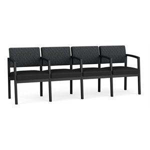 lesro lenox steel 4-seat reception chair in black/adler nocturnal/castillo black