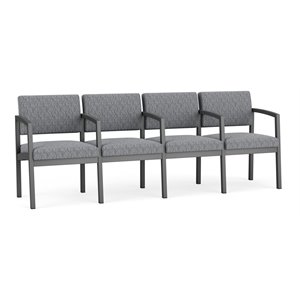 lesro lenox steel fabric 4 seats reception chair in charcoal/adler