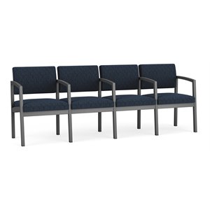 lesro lenox steel fabric 4 seats reception chair in charcoal/adler midnight sky