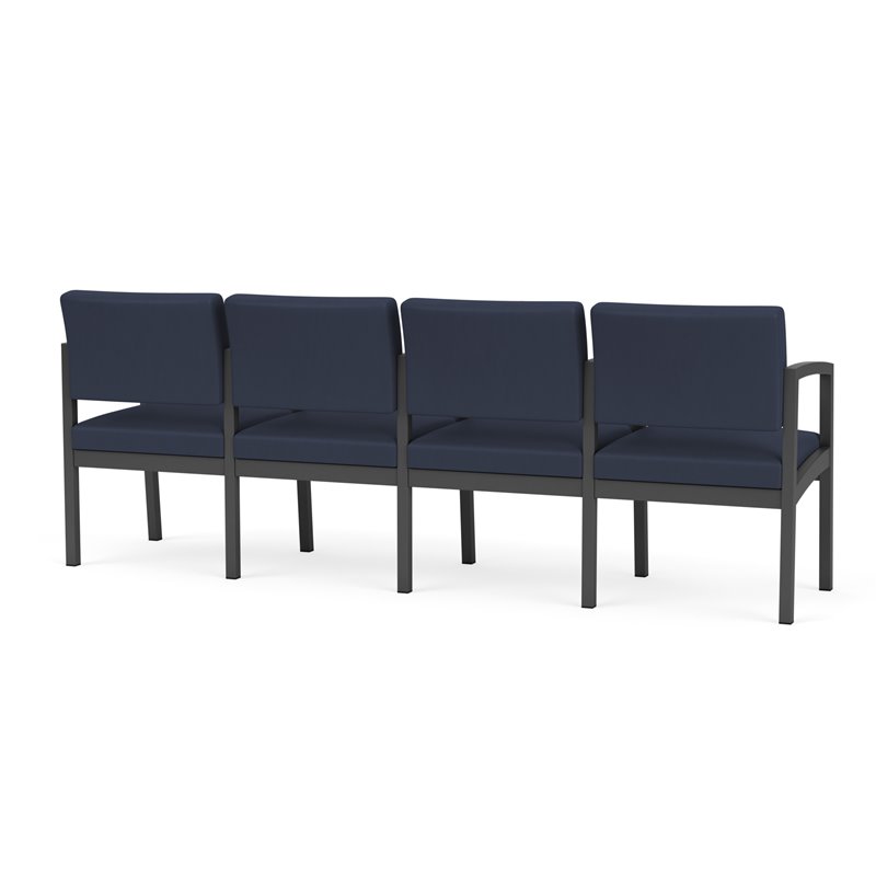 Lenox Steel Reception Waiting Room 4 Seats Chair / Charcoal Steel / Blue