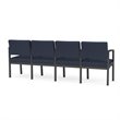 Lenox Steel Reception Waiting Room 4 Seats Chair / Charcoal Steel / Blue