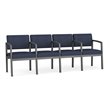 Lenox Steel Reception Waiting Room 4 Seats Chair / Charcoal Steel / Blue