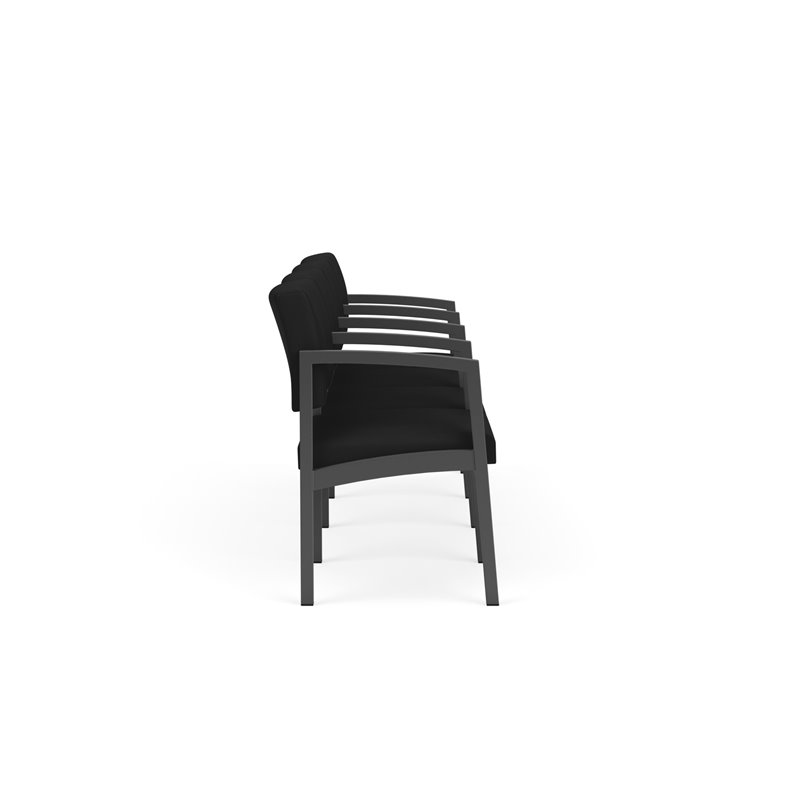 Lenox Steel Reception Waiting Room 4 Seats Chair / Charcoal Steel / Black