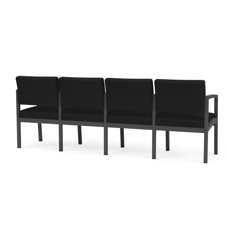Lenox Steel Reception Waiting Room 4 Seats Chair / Charcoal Steel / Black