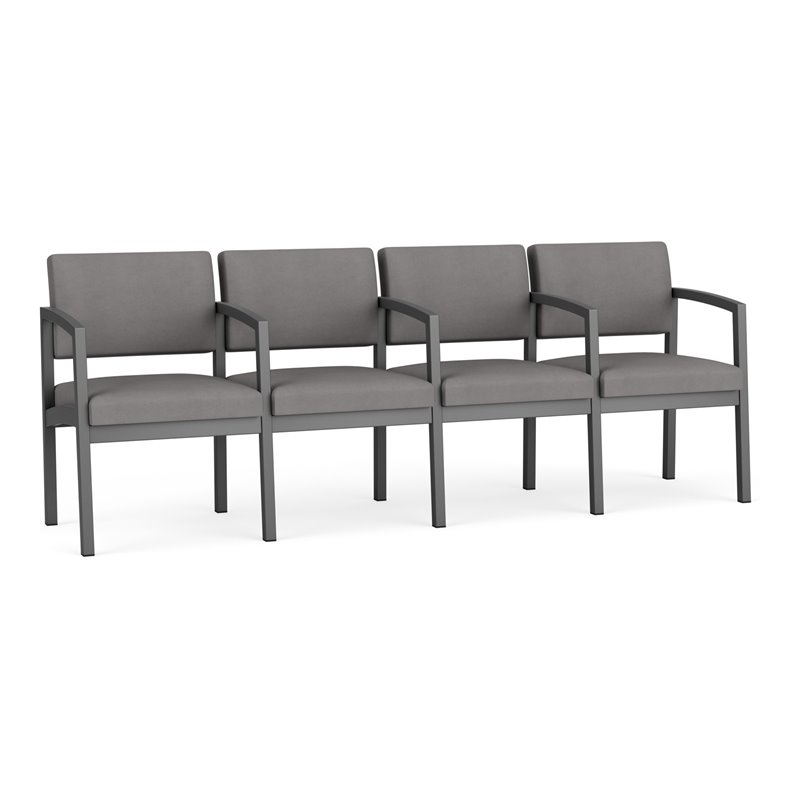 Lenox Steel Reception Waiting 4 Seats Chair / Charcoal Steel / Light Gray