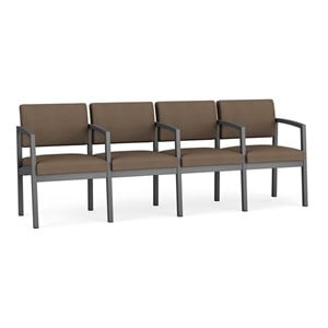 Lenox Steel Reception Waiting Room 4 Seats Chair / Charcoal Steel / Brown