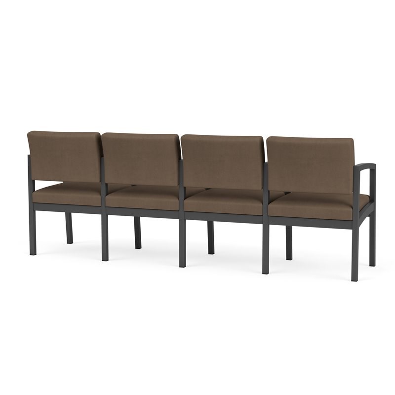 Lenox Steel Reception Waiting Room 4 Seats Chair / Charcoal Steel / Brown