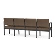Lenox Steel Reception Waiting Room 4 Seats Chair / Charcoal Steel / Brown