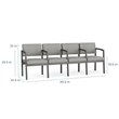 Lenox Steel Reception Waiting Room 4 Seats Chair / Charcoal Steel / Brown