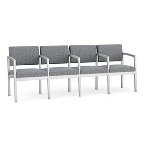 lesro lenox steel fabric 4 seats reception chair in silver/adler gray flannel