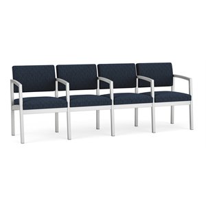 lesro lenox steel fabric 4 seats reception chair in silver/adler midnight sky