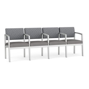 lesro lenox steel 4-seat chair in silver/adler gray flannel/castillo metal