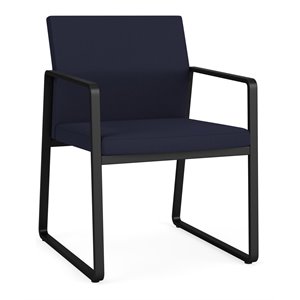 Gansett Reception Waiting Room Healthcare Guest Chair / Black Steel / Navy Blue