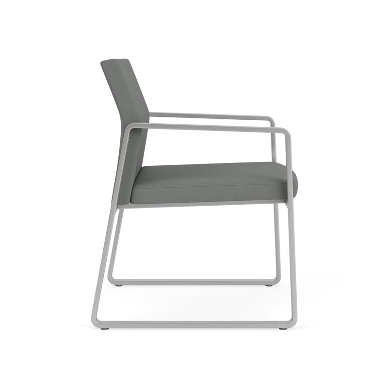 Gansett Reception Waiting Room Guest Chair / Silver Steel / Light Gray