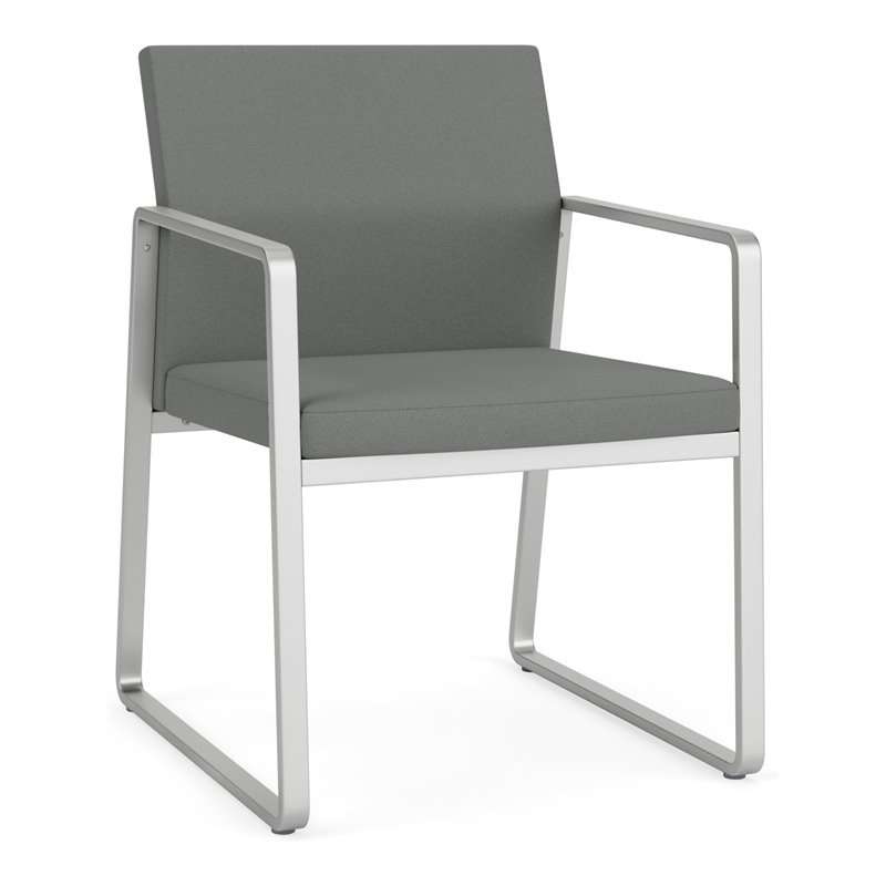 Gansett Reception Waiting Room Guest Chair / Silver Steel / Light Gray
