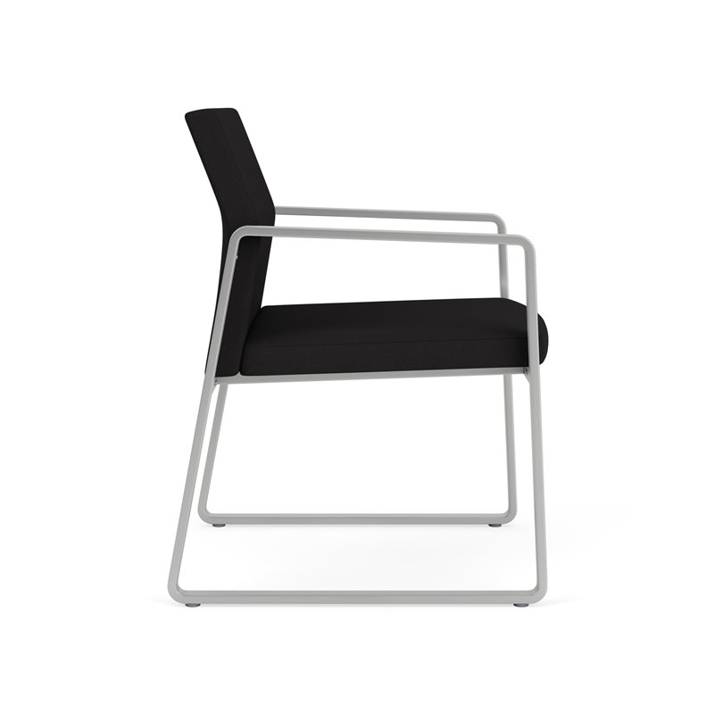 Gansett Reception Waiting Room Healthcare Guest Chair / Silver Steel / Black