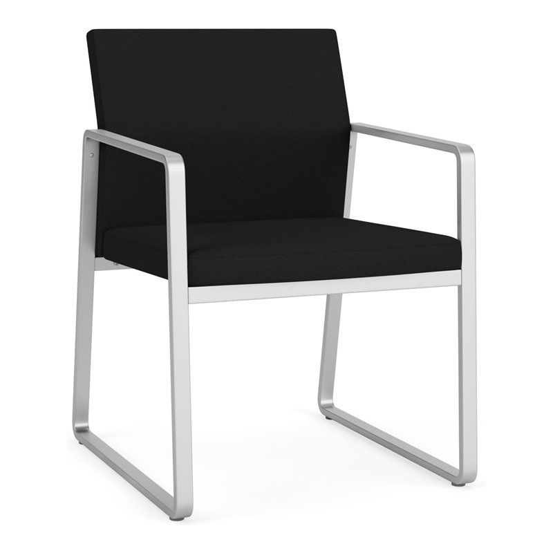 Gansett Reception Waiting Room Healthcare Guest Chair / Silver Steel / Black