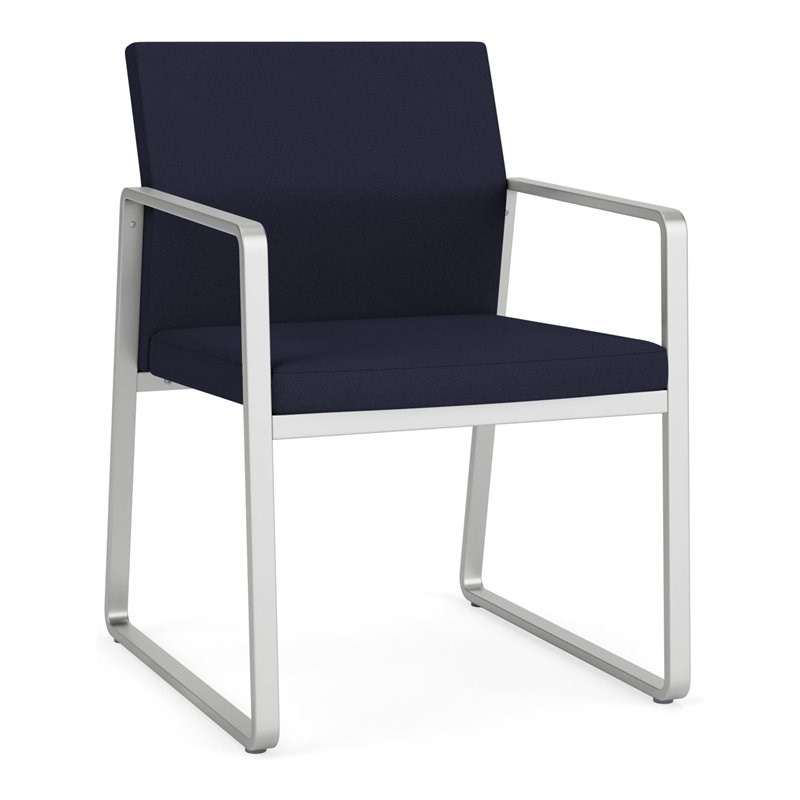Gansett Reception Waiting Room Healthcare Guest Chair / Silver Steel / Navy Blue