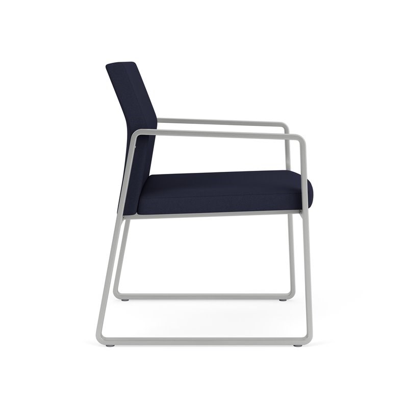 Gansett Reception Waiting Room Healthcare Guest Chair / Silver Steel / Navy Blue
