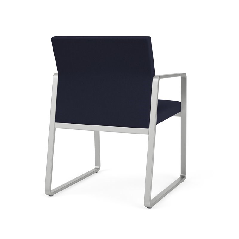 Gansett Reception Waiting Room Healthcare Guest Chair / Silver Steel / Navy Blue