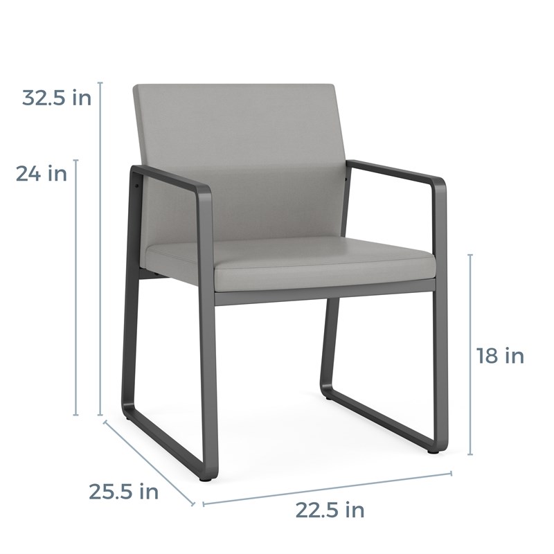 Gansett Reception Waiting Room Healthcare Guest Chair / Silver Steel / Navy Blue