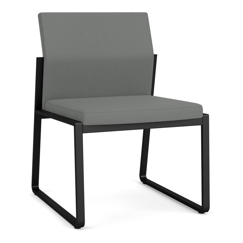 Gansett Reception Waiting Armless Guest Chair / Black Steel / Light Gray
