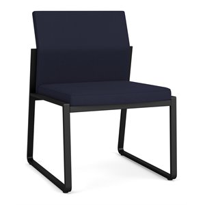 Gansett Reception Waiting Armless Guest Chair / Black Steel / Navy Blue