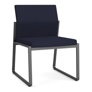 Gansett Reception Waiting Armless Guest Chair / Charcoal Steel / Navy Blue