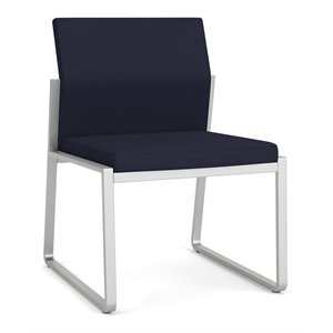 Gansett Reception Waiting Armless Guest Chair / Silver Steel / Navy Blue