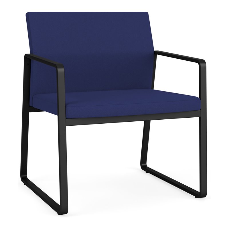 Gansett Reception Waiting Room Oversize Guest Chair / Black Steel / Blue
