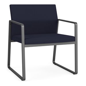 Gansett Reception Waiting Oversize Guest Chair / Charcoal Steel / Navy Blue