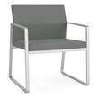 Gansett Reception Waiting Oversize Guest Chair / Silver Steel / Light Gray