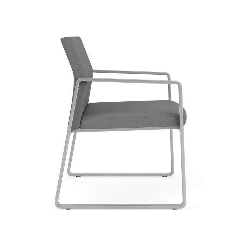 Gansett Reception Waiting Oversize Guest Chair / Silver Steel / Light Gray