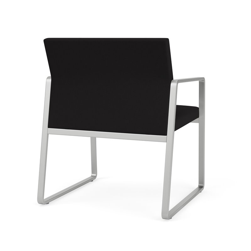 Gansett Reception Waiting Room Oversize Guest Chair / Silver Steel / Black
