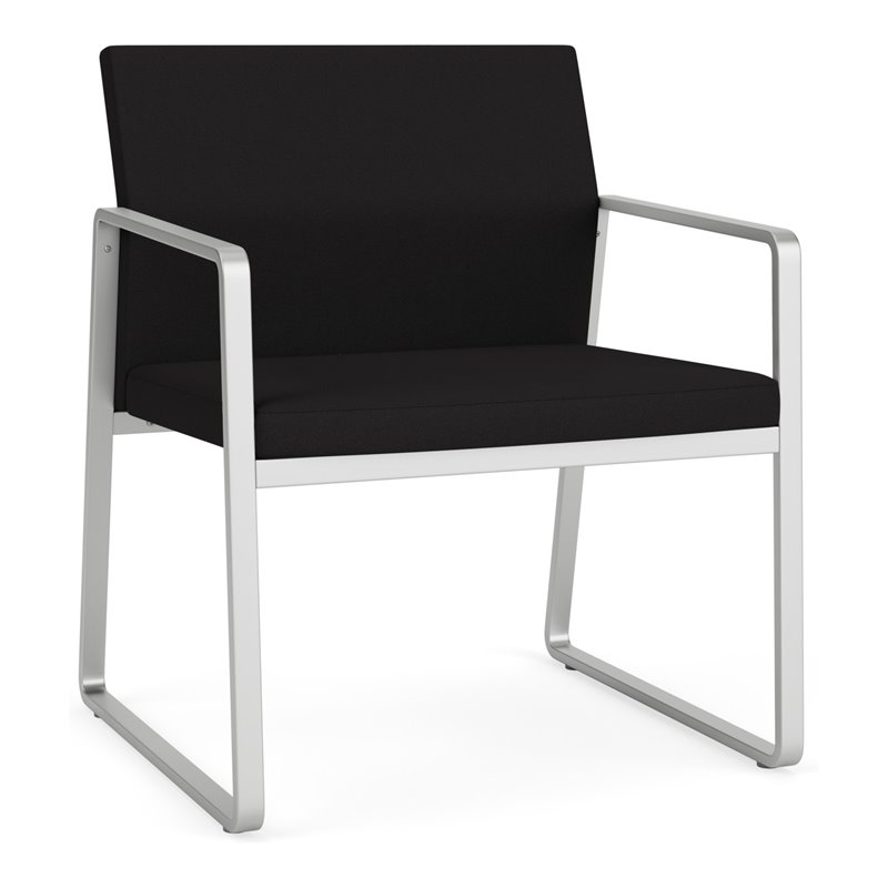 Gansett Reception Waiting Room Oversize Guest Chair / Silver Steel / Black