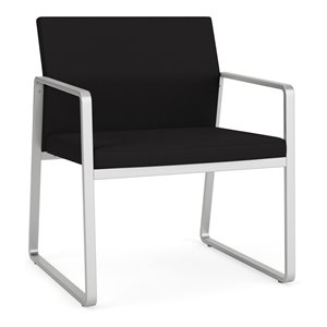 Lesro Gansett Modern Fabric Oversize Guest Chair in Silver/Open House Black
