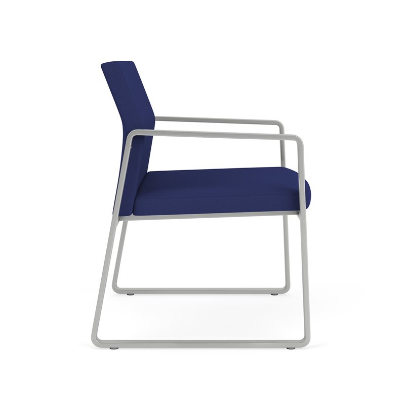 Gansett Reception Waiting Room Oversize Guest Chair / Silver Steel / Blue