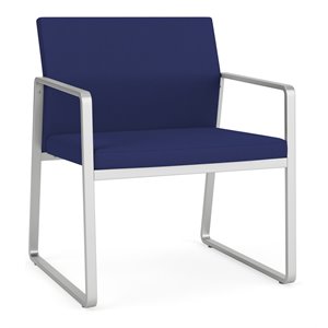 Lesro Gansett Modern Fabric Oversize Guest Chair in Silver/Open House Cobalt