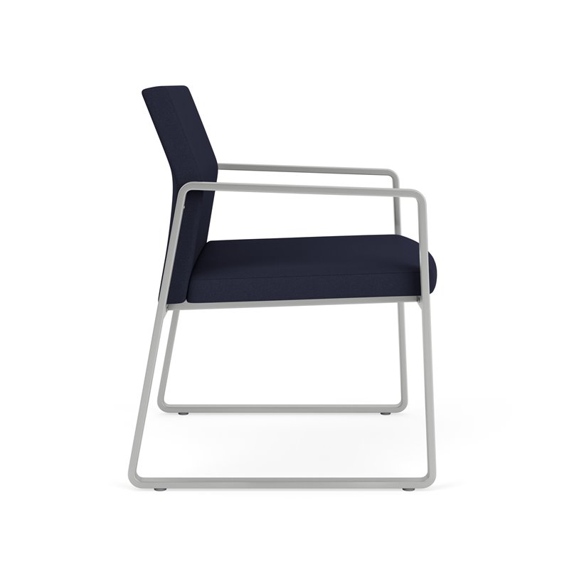 Gansett Reception Waiting Oversize Guest Chair / Silver Steel / Navy Blue