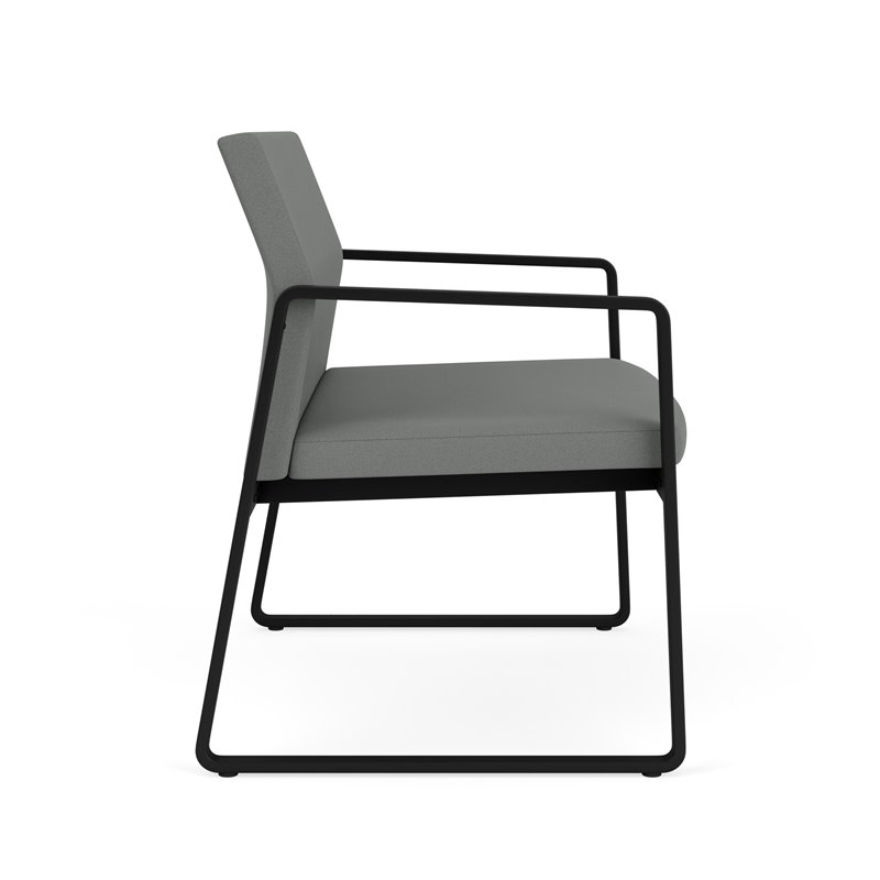 Gansett Reception Waiting Room Bariatric Chair / Black Steel / Light Gray