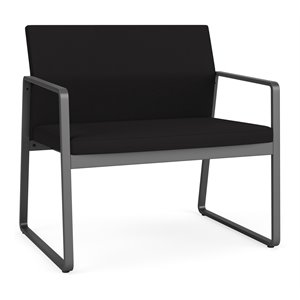 Lesro Gansett Modern Fabric Bariatric Chair in Charcoal/Open House Black